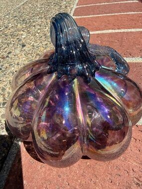Iridescent Glass Pumpkin - Purple Blue Pink